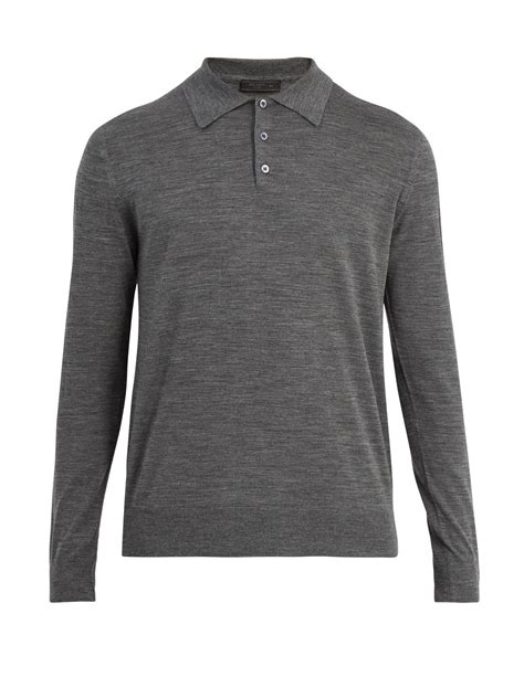 PRADA Long Sleeve Polo Shirt Polo Shirt M .